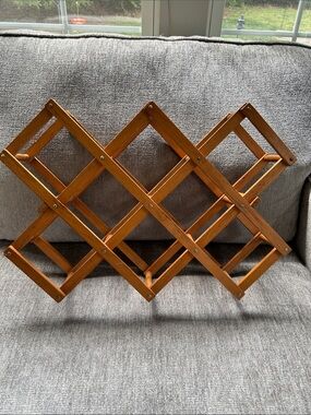 Vintage Wooden Expandable Wall or Table Top Rack - Wine Or Towel Storage
